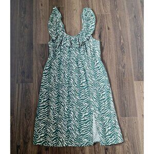 💙 Ava & Viv Linen Blend Flowy Smocked Back Pockets Size 1X Tropical Fit and Fla